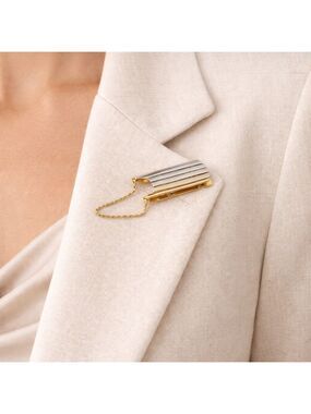 Gold & Silver Tone Sleigh / Toboggan Brooch